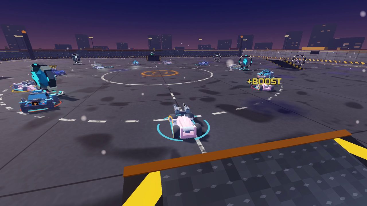 Multi car brawl in a Vroom Boom arena