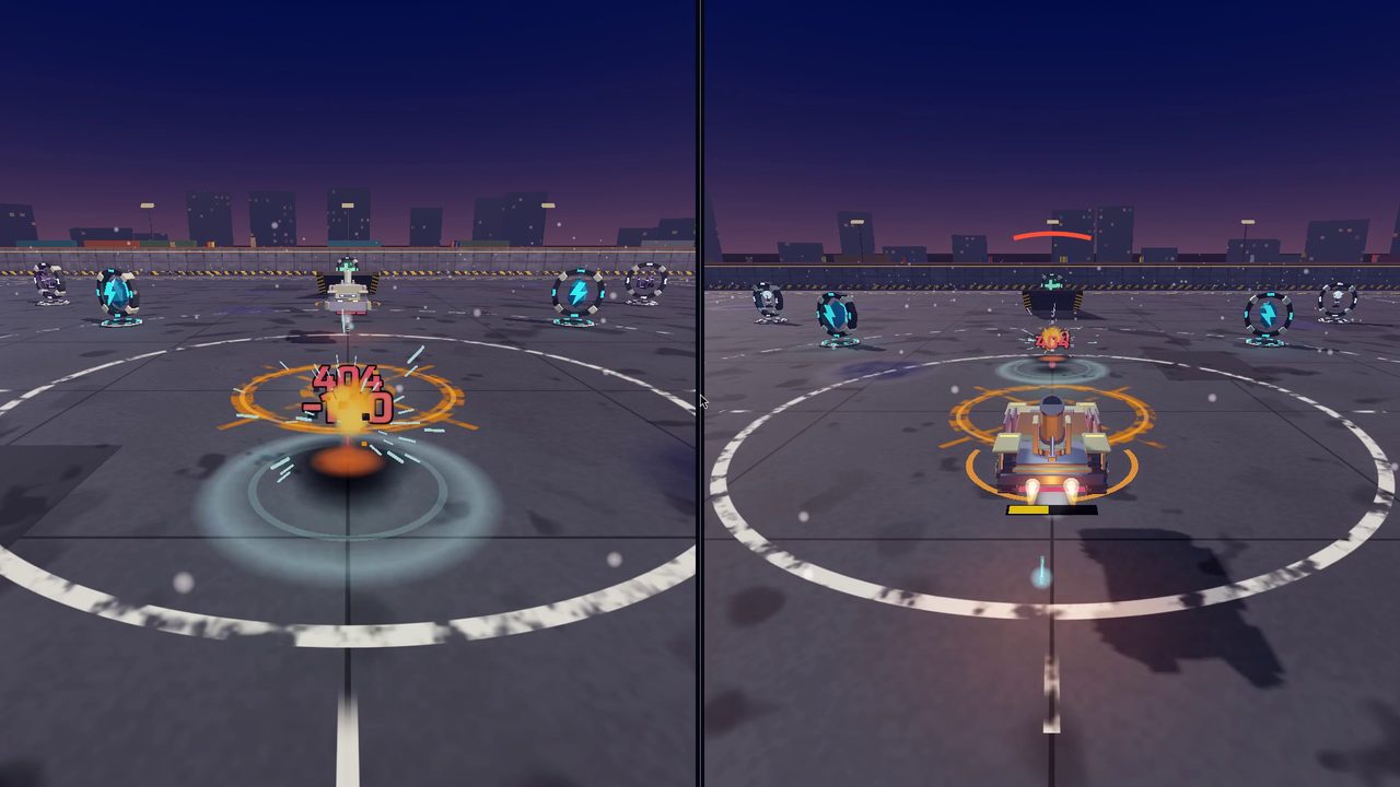 Local split screen versus in Vroom Boom