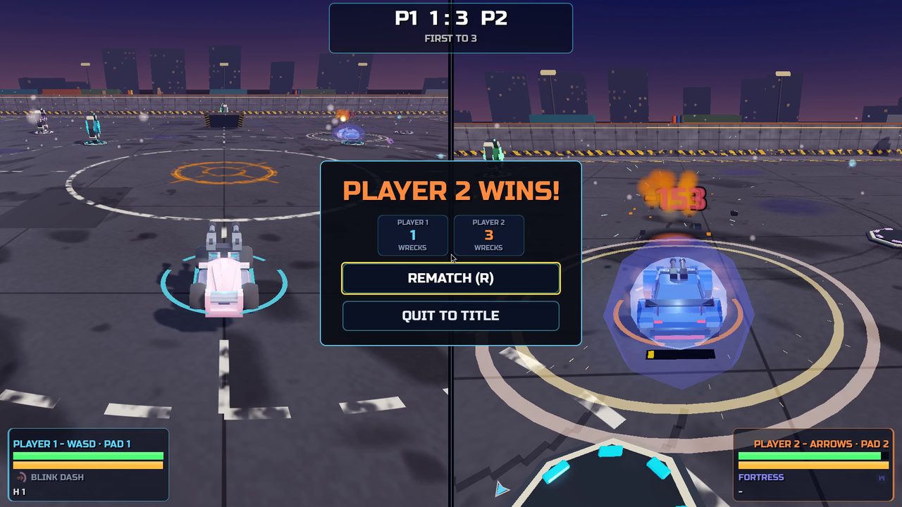 Win screen after a Vroom Boom match